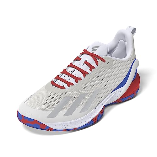 adidas Adizero Cybersonic M, Shoes-Low Hombre, FTWR White/Silver Met./Bright Red, 44 2/3 EU