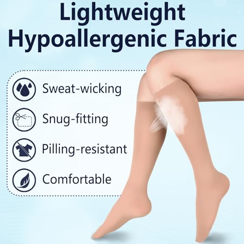 Image of +MD 15-20 mmHg Medical Compression Socks for Men /Women, Lightweight Opaque Knee High Support Stockings