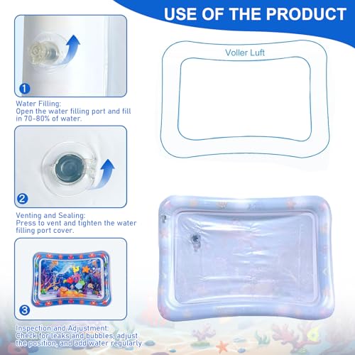 Wassermatte Baby Spielzeug, Sensorische Wasser Spielmatte, Aufblasbare Wassermatte Wasserbett für Haustier, Sensory Water Playmat für Katzen Hunde, Wassermatte Sensorisches Spielzeug für Kinder