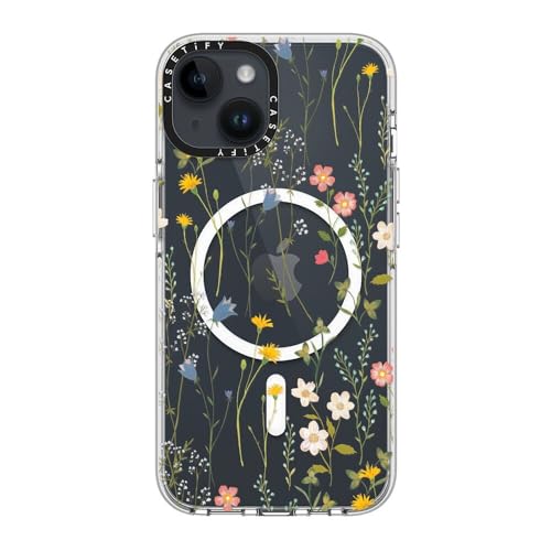 Coque transparente iPhone 14 CASETiFY fleurie compatible MagSafe