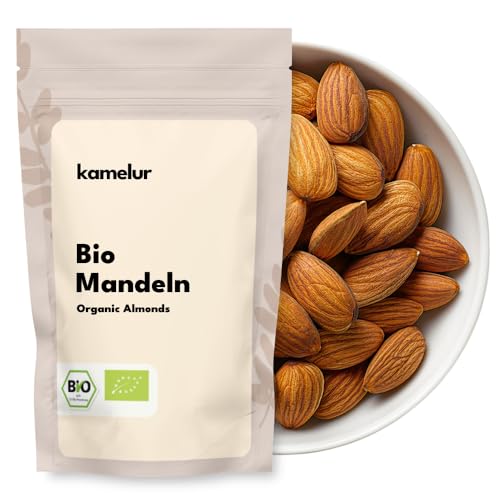 Kamelur 1kg Spanische BIO Mandeln natur – ganze geschälte Mandeln BIO mit Haut und ohne Zusätze