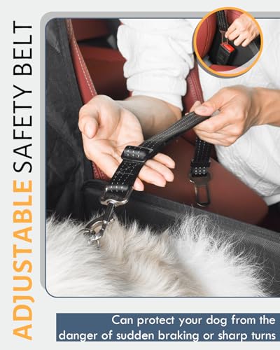 Looxmeer Hunde Autositz Extra Stabiler für Kleine Mittlere Hunde Ganz Schwarz