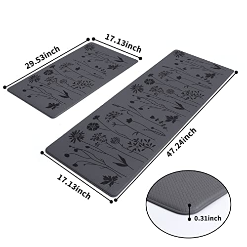 Rempry BY220107 2 Pcs Floor Mat, Waterproof Non Slip Anti-Fatigue Pvc Cushioned Rug Sets For Kitchen thumb #2