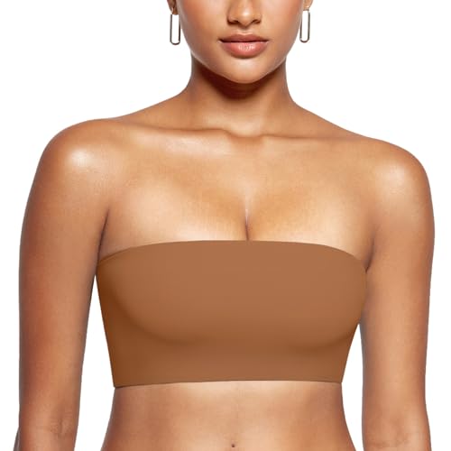 Image of INLYRIC Women's Inbarely Strapless Bandeau Bra Bralette Tube Top Seamless Comfortable Stretchy Non Padded Bras Tops