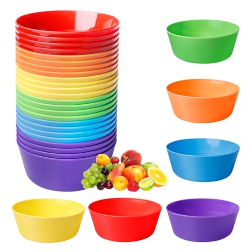 Lot de 24 saladiers en plastique réutilisables - Pour soupe, céréales, ramen, salade (6 couleurs)
