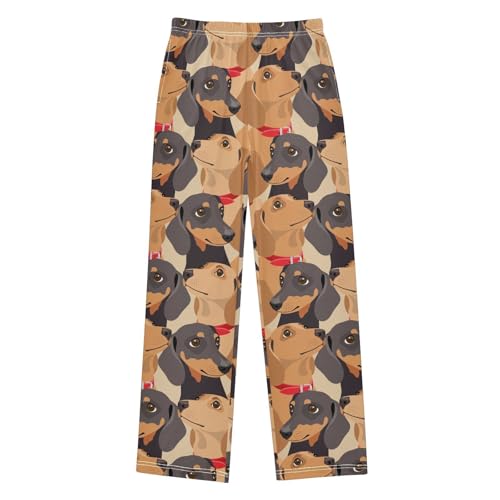 Boys' Pants Dog Black Brown Dachshund Long Bottoms Jogger Pants Elastic Waist Trousers with Pockets S-XL