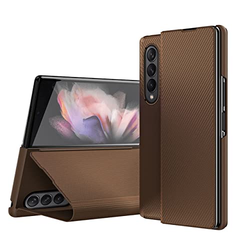 Étui portefeuille en cuir Samsung Z Fold4 marron idéal pour le bureau