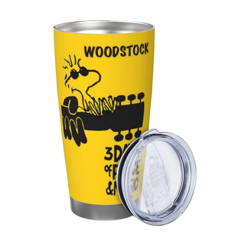 マグカップ スヌーピー ウッドストック (1) コーヒーカップ コンビニカップ 保冷 保温 タンブラー ステンレス製 大容量 真空断熱マグ 蓋付き 持ち運び 直接ドリップ 車用 600ml Straw Three-piece Set