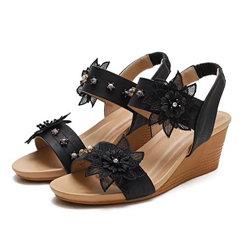 Sandales compensées pour femmes avec bout peep toe élégant - 5