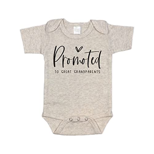 Pregnancy Announcement Gift for Great Grandparents | Promoted to Great Grandparents Infant Bodysuit | Surprise New Baby Announce for Grandparent and Family | Great Grandma Grandpa (0-3 month, Natural)