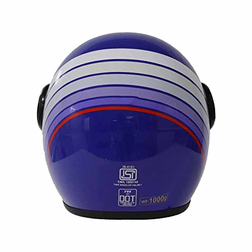 Image of TVS Ronin Edition Half Face Helmet-Premium Open Face Helmet for Men & Women, High Impact ABS, UV Resistant Visor, ISI & DOT Certified (Cobalt Blue-XL)