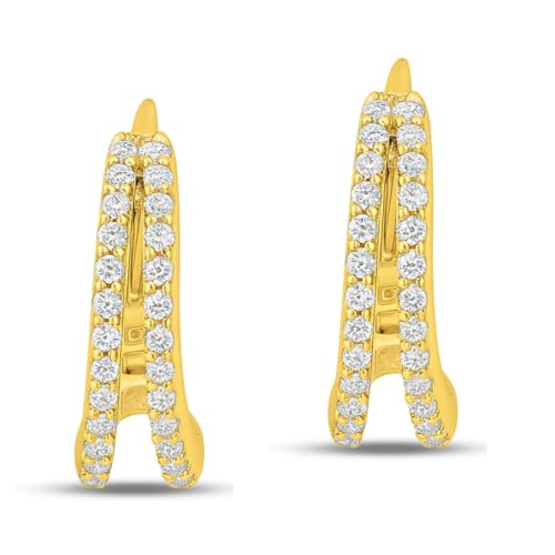Image of ZAVYA 925 Sterling Silver Cubic Zirconia Circular Gold Plating Earrings | | Gift for Women and Girls | With Certificate of Authenticity and 925 Hallmark