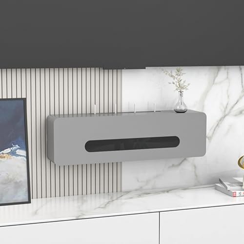 Caja de almacenamiento para enrutador, organizador de madera de pino montado en la pared para gestión de cables, caja de Internet para decoración del hogar, gris, 70 cm