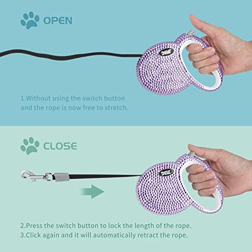 Laisse rétractable pour chien et chat eing violette avec ruban nylon de 3m - 3