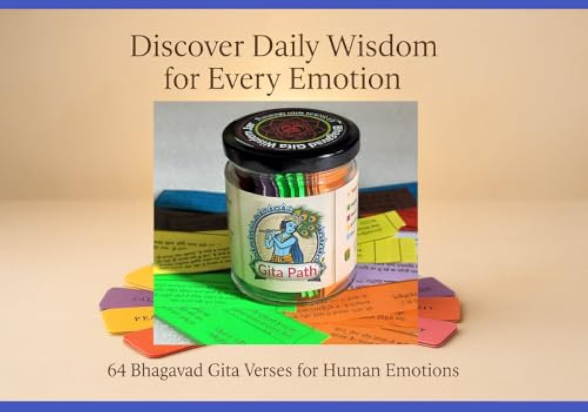64 Gita Shlok Cards in Jar, Daily Inspiration Set