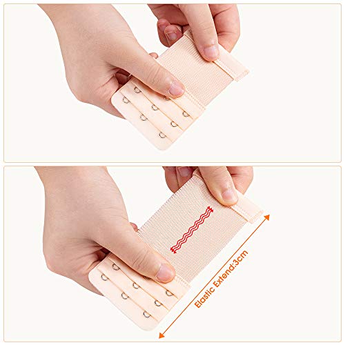 ZZMIX 6 pieces of women's bra extension straps, elastic bra extension straps 2 hooks / 3 hooks underwear breathing chamber bra extension straps - Thumbnail 5