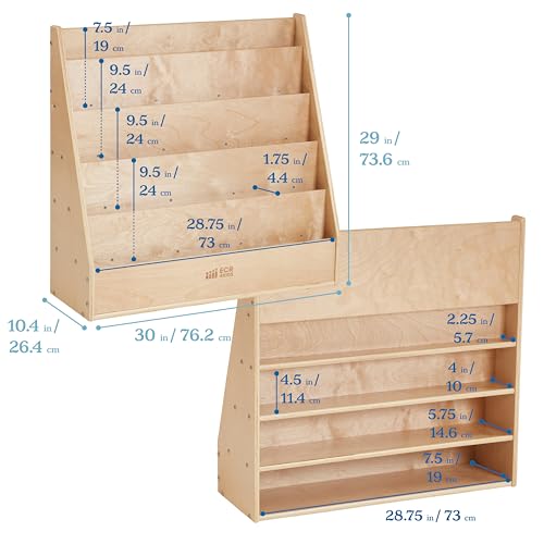 Image of ECR4Kids Streamline Double-Sided Book Display, Classroom Bookshelf, Natural