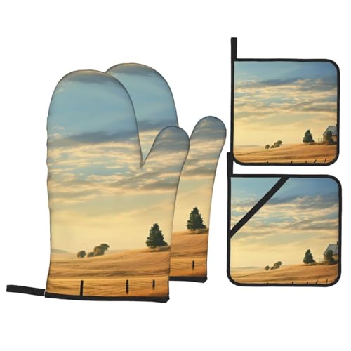 Country Lifestyle - Juego de 4 manoplas de horno y agarraderas resistentes al calor