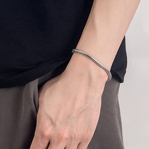 Italy Smooth 3MM 4MM Round Snake Chain Bracelet Solid 925 Sterling Silver Men Women 6.3" 6.7" 7" 7.5" 8" 8.5" 9" 9.5" Bangle Charm Jewelry Gift4