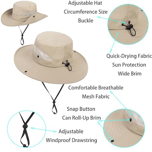 Summer Boy-Girls Outdoor-Sun-Hat Mesh-Fishing-Hat Wide-Brim Safari-Hat Sun-Protection Beach-Bucket-Hat for 5-9Years Older3