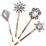 4PCS Vintage Rhinestone Pearl Bobby Pins Decorative Hair Slides Clips Accessories Women