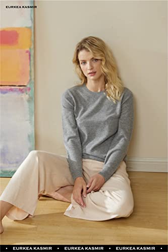 Image of EURKEA Women's Crewneck 100% Cashmere Sweater, Cozy Pullover Winter Top for Women, Gift Ready