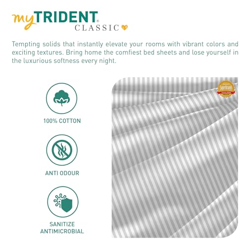 Image of MYTRIDENT Bedsheet for Double Bed, Classic King Size Bedsheet with 2 Pillow Covers, 210TC, 100% Cotton Bedsheet - Snow Flake