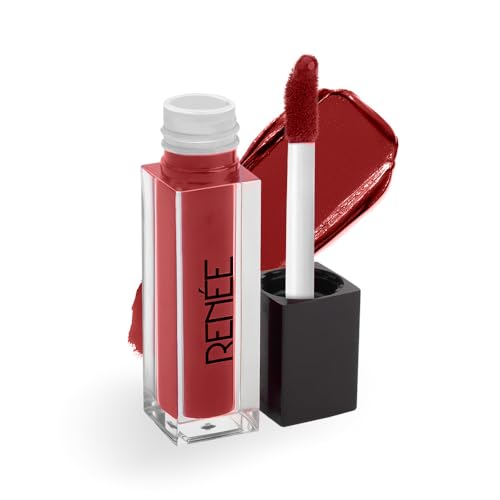 Image of RENNE Everyday Quick Stay Liquid Lipstick - Red Hour, Velvety matte Finish, Long-Lasting & Lightweight, Hydrating & Non-Drying Formula, Ultra-rich Pigment, Jojoba Oil & Vitamin E Infused