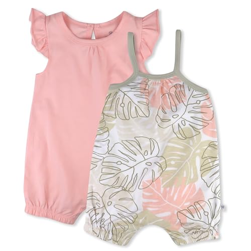HonestBaby Romper and Ruffle Bodysuit Dress 100% Organic Cotton for Infant Baby and Toddler Girls