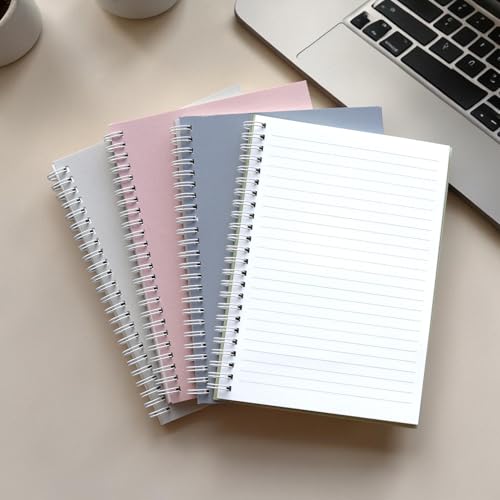 Image of INNAXA A5 College Ruled Notebook - 4 Pastel Color Pastel Pink,White,Grey,Green - 60 Sheets (120 Pages) per Notebook - Premium Ruled Lined Journal Set for Office, College, and Professional Note-Taking (Pack-4)