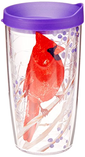 Tervis Cardinal Wrap Tumbler with Purple Lid, 16-Ounce