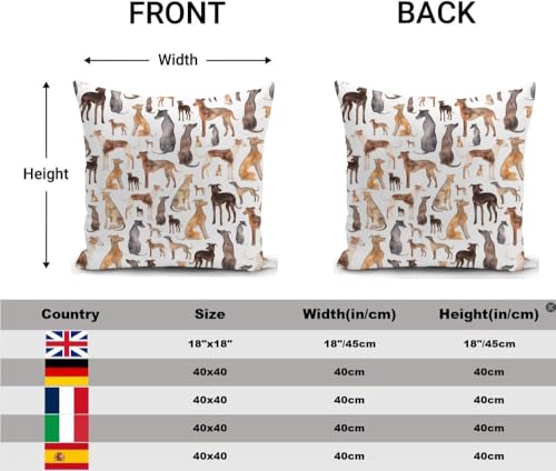 KUNQIAN Kissenbezug Greyhound Kissen Windhund Whippet deko Geschenke für Frauen sofakissen kissenbezüge dekokissen couchkissen kissenhülle Sofa Schlafzimmer Wohnzimmer Zimmer zierkissen 40x40cm