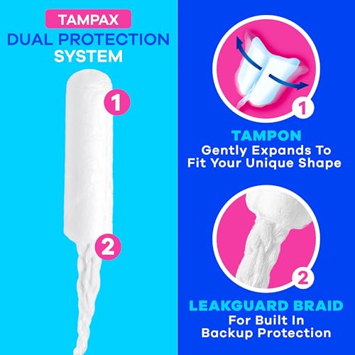 Image of Tampax Starter Kit Multipack, with LeakGuard Braid, Regular /Super Absorbency, Easy First Tampon Trial, Unscented, 12 Count