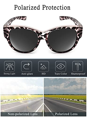 Polarized Sunglasses Fit Over Glasses Over Glasses Trendy Round Cat Eye and HD Wrap-around Sunglasses3