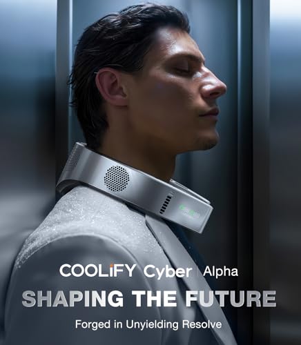 TORRAS COOLIFY Cyber Alpha Thermochromic Limited Edition Neck Air Conditioner, Blue-Orange Changing Portable Neck Fan Rechargeable, Ultimate Immersive Cooling, AI Temp Control Personal Fan As Gifts