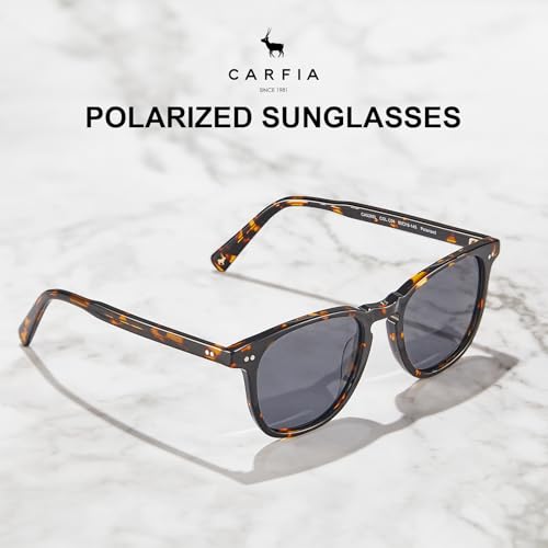 Image of CARFIA Cool Retro Acetate Polarized Sunglasses for Men UV Protection, Fashion Keyhole Driving Man Sunnies Square Male Eyewear