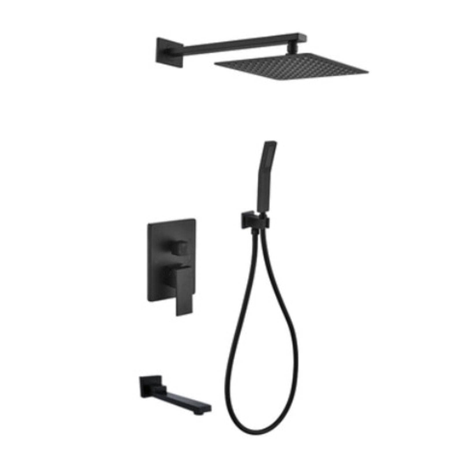 SAXTZDS Arlard Black Hotel Bathroom Hidden Shower Full Set Embedded Engineering Bathroom Shower Head Set Wholesale