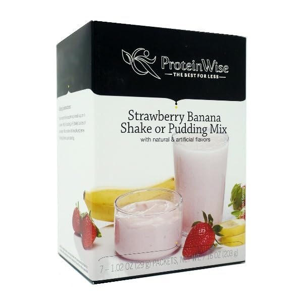 Image of ProteinWise - Strawberry Banana Meal Replacement Shake or Pudding Mix - 7 /Box