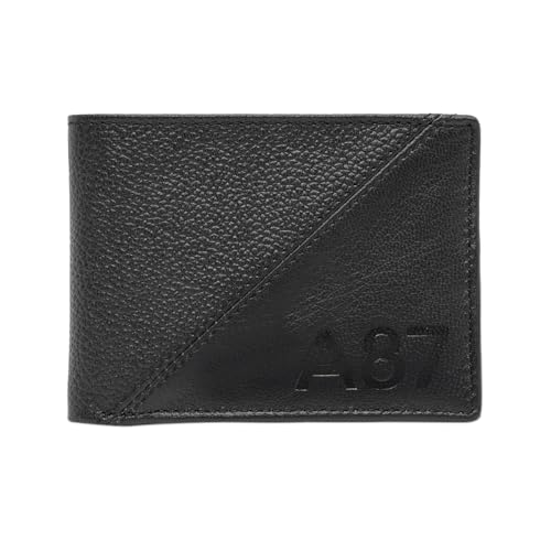Image of Aeropostale Men's SLIMFOLD Wallet Tucson - Black | Pebbled Leather | Formal & Minimalist Carry | Ideal for Gifting