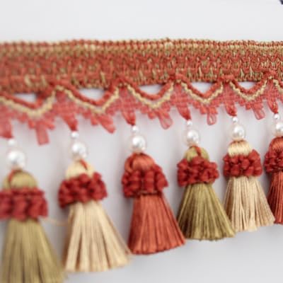 1 ruban à franges perlées de 1 mètre for rideaux– Décoration d'intérieur élégante et embellissement de couture(Light Red)