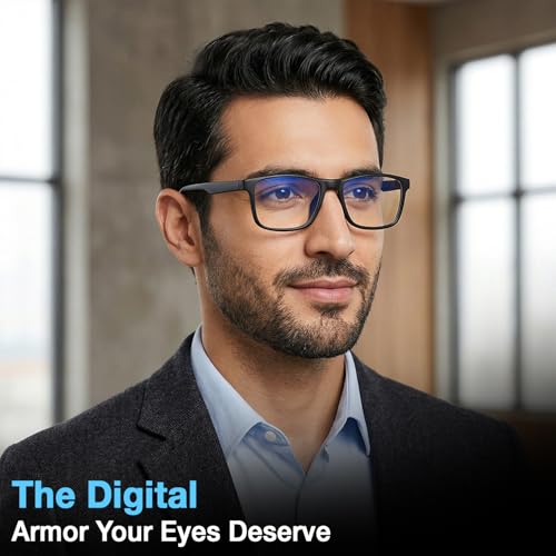 Image of UV Protection Glasses Blue Cut Blocking Harmful Rays Glasses for Men & Women Zero Power Computer Specs Eye Protection Lightweight Frame with Case & Cleaning Cloth