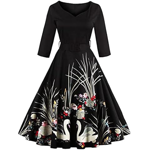 BABYONLINE D.R.E.S.S. Evening Dresses Half Sleeves Formal Cocktail Gowns with Belt, Black,L Cover