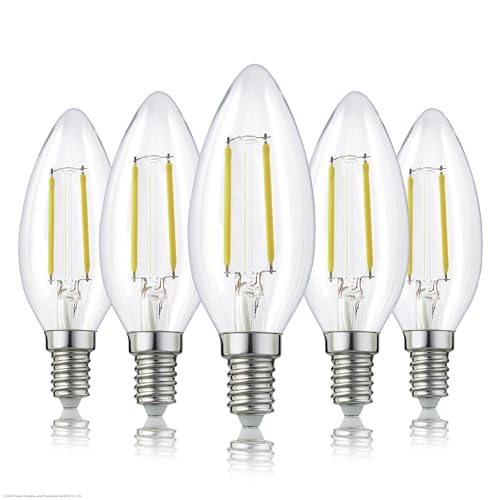 hellum 207101 LED Bulbs E14 Warm White, Pack of 5, Clear LED Light Bulb Candle Shape as Replacement for Light Bulb 25 Watt