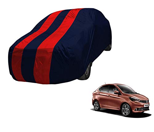 Image of Auto Hub Car Cover Compatible with Tata Tigor with Mirror Pocket,Triple Stitched, Weather Proof, Tigor Car Cover- Navy-Red