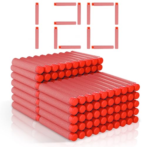 120 Pcs Dardos para Nerf, Munición de Espuma de Flechas de Repuesto para Nerf Elite 2.0 Lanzadores, Accesorios para Blaster, Regalo de Fiesta（120 Rojos）