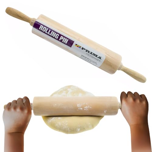 Medium Wooden Rolling Pin - Pastry, Chapati Roller Tool, Baking Cooking Pizza Dough Kitchen, Bakeware, for Shaping and Flattening All Types of Dough, Strong Wood, Durable