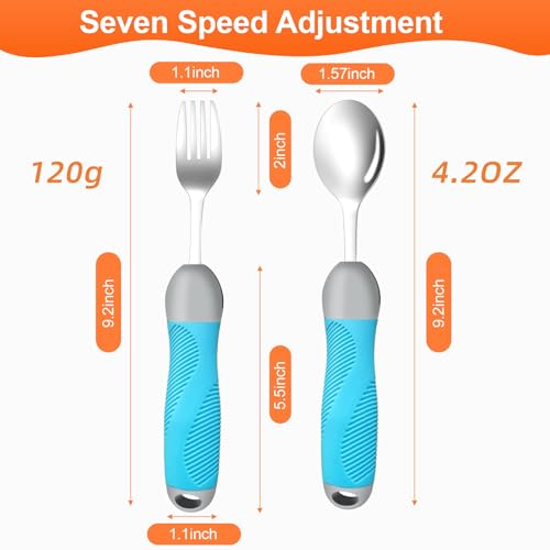 Weighted & Swivel Adaptive Utensils for Hand Tremors,Parkinson‘s - Comfort Grip Silverware Set, Eating Aids for Arthritis, Elderly & Weak Hands (Spoon & Fork) - Image 3