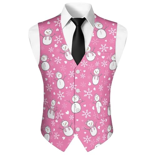 Mens Christmas Suit Vest Slim Fit Button Western Vests with Pocket