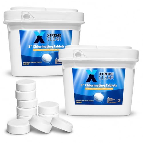 Xtremeclear 2-Pack Bundle 3" Swimming Pool Chlorine Tablets | 99% Pure Tri-Chlor| | Pro-Grade Pool Sanitizer Long Lasting & Slow Dissolving | 5 LBS