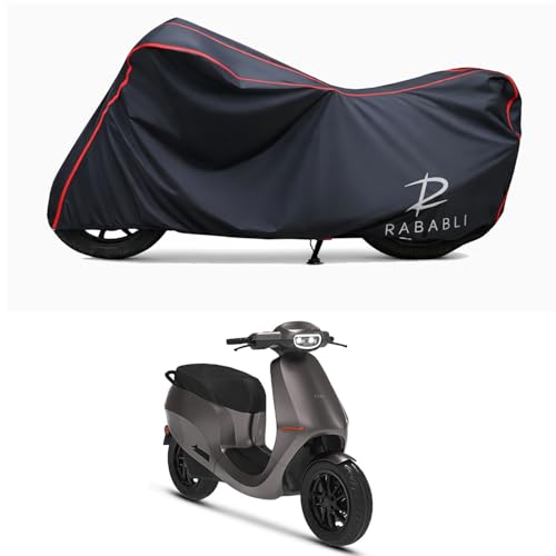 Image of Waterproof Bike Body Cover Compatible for | Ola S1 STD | Taffeta Fabric, Red Piping Design, Bottom Elastic Fit | Dustproof, Sun UV & Rain Protection for All Bikes